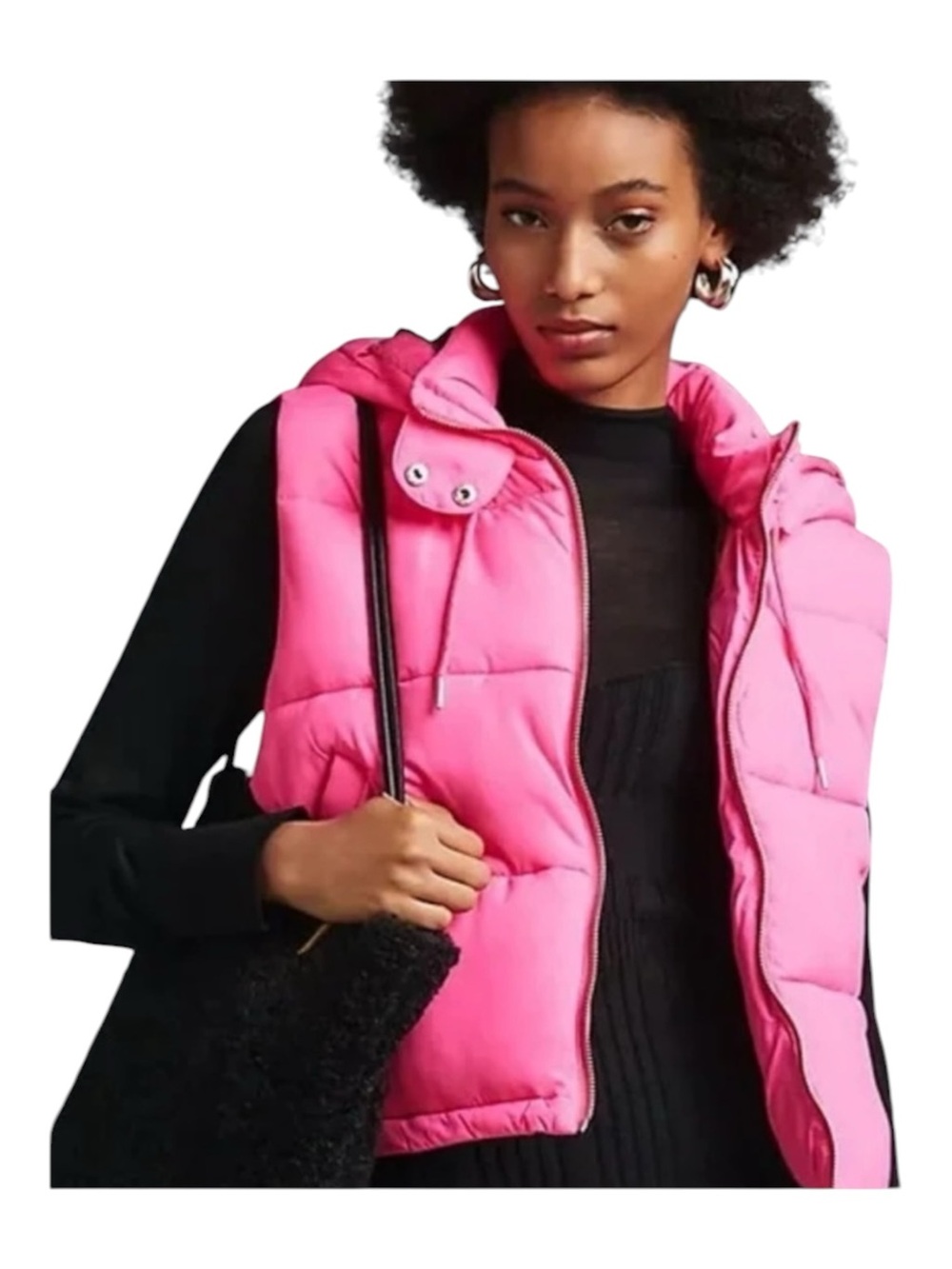 Pilcro Puffer Vest Hot Pink XS